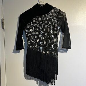 Black and Silver Fringe Dress
